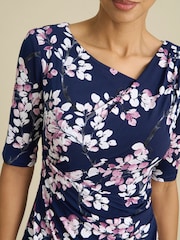 Gina Bacconi Pink Primrose Floral Print Jersey Dress - Image 4 of 4
