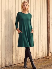 Roman Green A-Line Pocket Stretch Swing Dress - Image 1 of 4