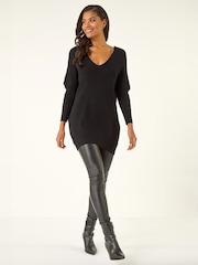 Roman Black Animal Print Tie Back Longline Jumper - Image 1 of 4