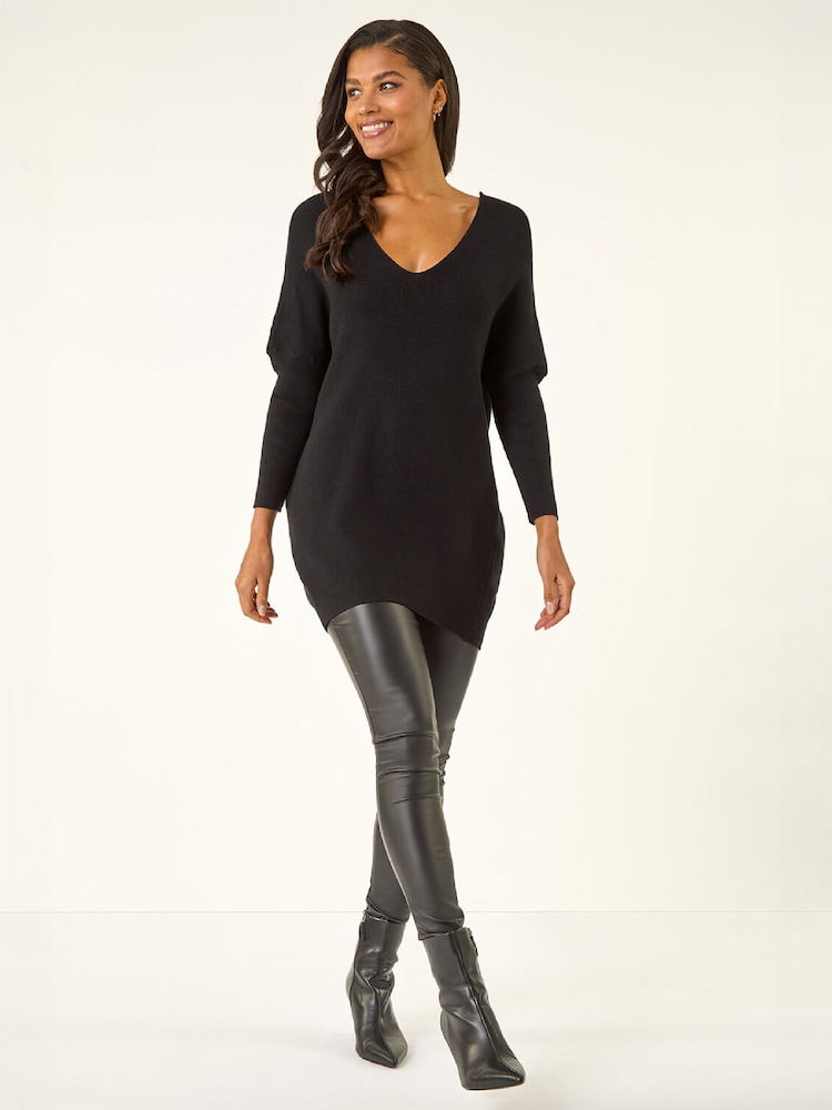 Roman Black Animal Print Tie Back Longline Jumper - Image 1 of 4