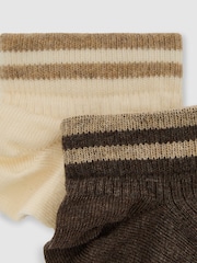 Reiss Brown/White Cara 2-Pack Cotton-Blend Trainer Socks - Image 3 of 3