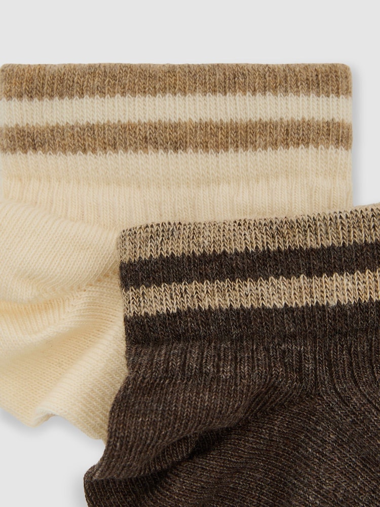 Reiss Brown/White Cara 2-Pack Cotton-Blend Trainer Socks - Image 3 of 3