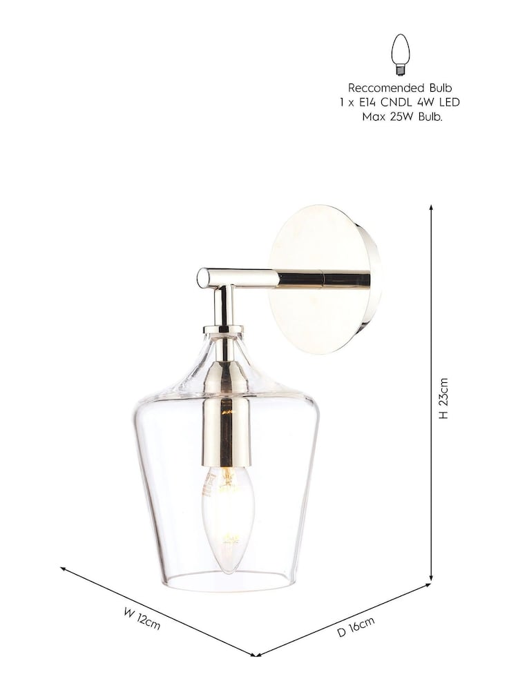 Laura Ashley Clear Ockley Wall Light - Image 5 of 5