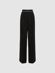 Reiss Black Abigail Wide Leg Elasticated Trousers - Image 2 of 5