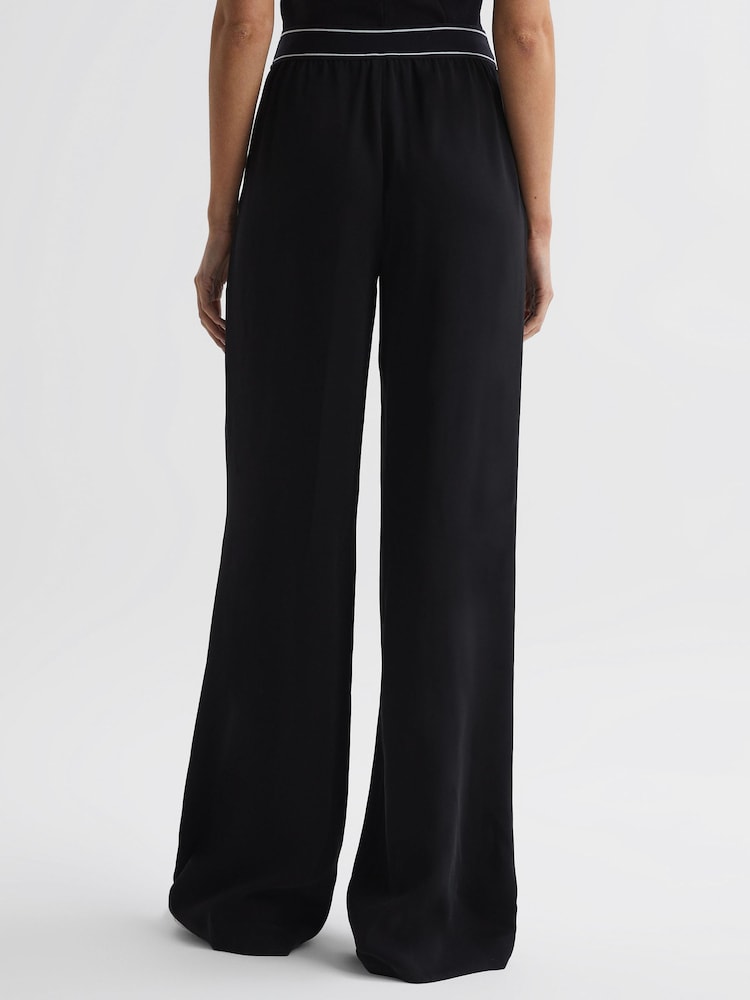 Reiss Black Abigail Wide Leg Elasticated Trousers - Image 5 of 5