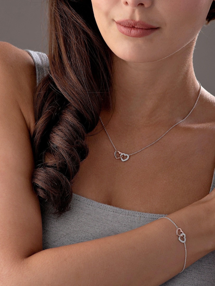 Beaverbrooks Cubic Zirconia Double Heart Necklace - Image 2 of 5