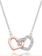Beaverbrooks Cubic Zirconia Double Heart Necklace - Image 4 of 5