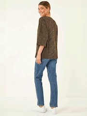 Roman Button Back Stretch Top - 4суретінің 4 суреті