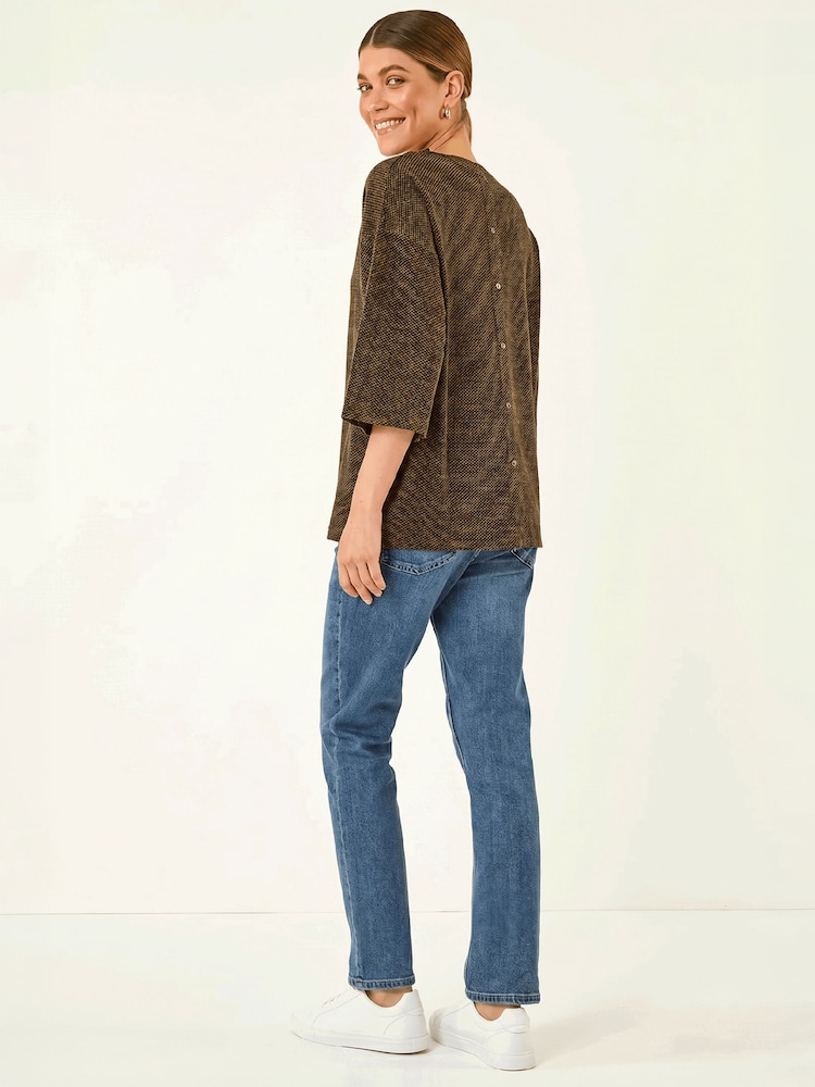 Roman Button Back Stretch Top - 4суретінің 4 суреті