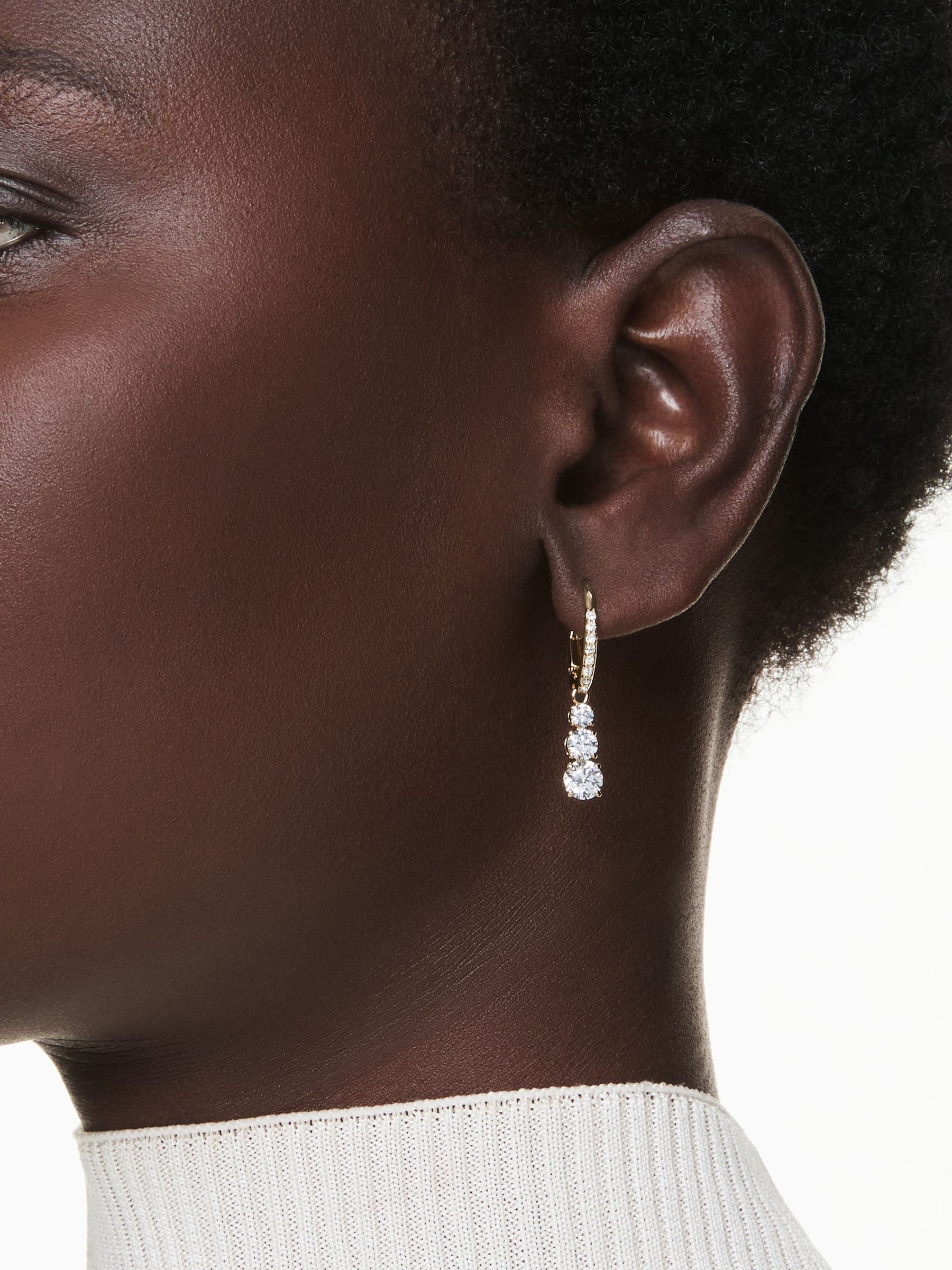 Swarovski , Earrings, Female, Yellow, One Size, Crystal Gold Earrings Elegant Choice - Image 6