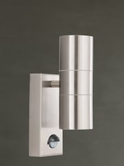 Searchlight Stainless Steel Crete 2 Light LED Outdoor & Porch Wall Light With PIR - Image 1 of 2