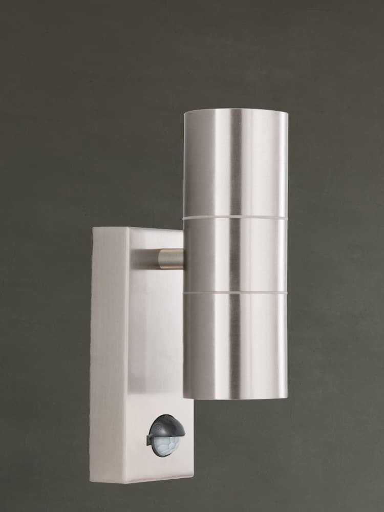 Searchlight Stainless Steel Crete 2 Light LED Outdoor & Porch Wall Light With PIR - Image 1 of 2