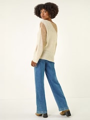 Roman White Colour Block Knit Jumper - Image 3 of 4
