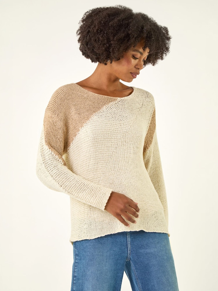 Roman White Colour Block Knit Jumper - Image 4 of 4 Roman White Colour Block Knit Jumper - Image 4 of 4