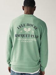 Lyle & Scott Green Racquet Club Graphic Back Print Sweatshirt - Image 3 of 5