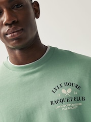 Lyle & Scott Green Racquet Club Graphic Back Print Sweatshirt - Image 4 of 5
