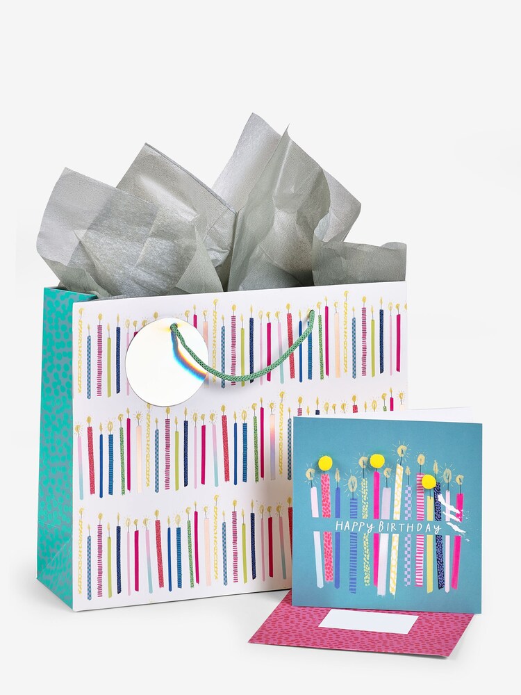 Teal Blue Candle Gift Bag and Card Set - Image 2 of 3