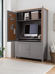 Dove Grey Malvern Oak Effect Large Hideaway Desk - Image 2 of 7