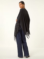 Poncho en maille thermocollante à motif diamant romain - Image 3 sur 4