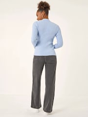 스카이 블루 - Roman Cable Split Detail Rib 점퍼 - 4의 이미지 3