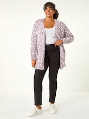 Roman Pink Curve Fluffy Textured Cardigan - Image 2 of 4