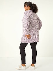 Roman Pink Curve Fluffy Textured Cardigan - Image 3 of 4