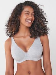 Black/Grey Marl/White Non Pad Full Cup DD+ Cotton Blend Ultimate Comfort Bras 3 Pack - Image 3 of 11