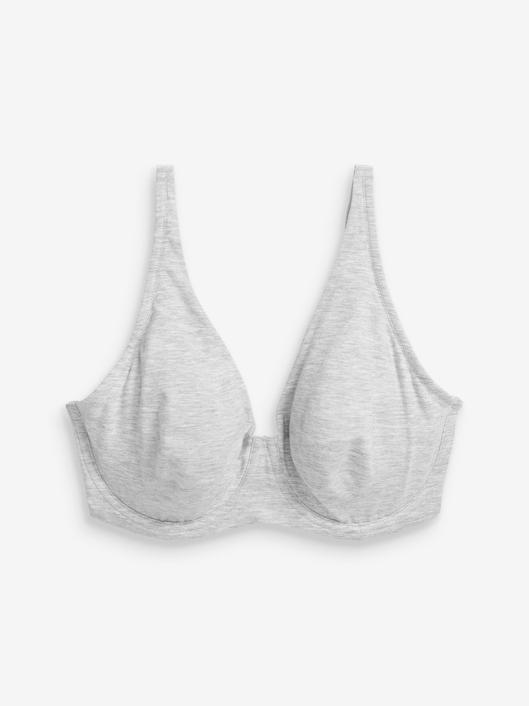 Black/Grey Marl/White Non Pad Full Cup DD+ Cotton Blend Ultimate Comfort Bras 3 Pack - Image 8 of 11