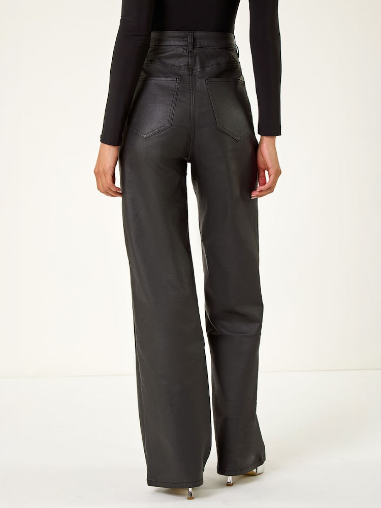 Roman Coated Stretch Waist Кең аяқ денимді шалбар - 4суретінің 4 суреті Roman Coated Stretch Waist Кең аяқ денимді шалбар - 4суретінің 4 суреті