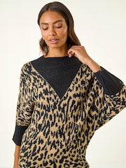 Roman Black Animal Print Knit Jumper - Image 1 of 4