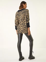 Roman Black Animal Print Knit Jumper - Image 3 of 4