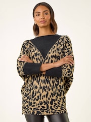 Roman Black Animal Print Knit Jumper - Image 4 of 4