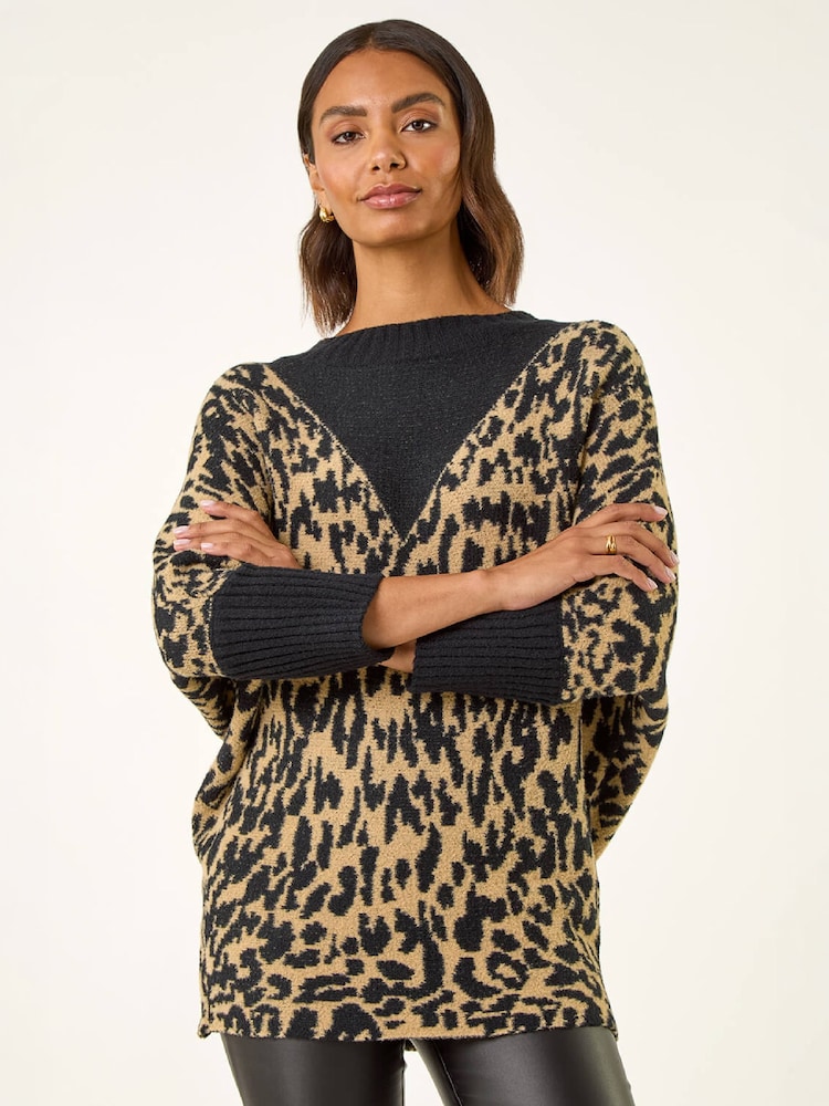 Roman Black Animal Print Knit Jumper - Image 4 of 4 Roman Black Animal Print Knit Jumper - Image 4 of 4