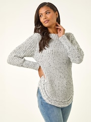 Roman White Curved Hem Stitch Knit Jumper - Image 1 of 4