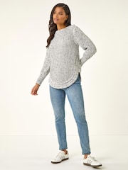 Roman White Curved Hem Stitch Knit Jumper - Image 2 of 4