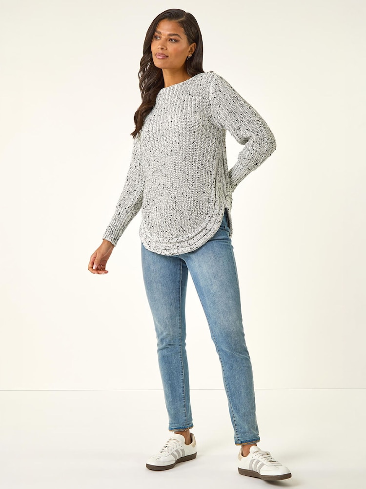 Roman White Curved Hem Stitch Knit Jumper - Image 2 of 4