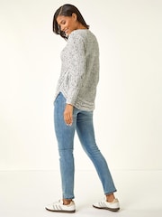 Roman White Curved Hem Stitch Knit Jumper - Image 3 of 4