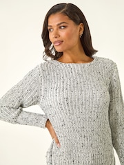 Roman White Curved Hem Stitch Knit Jumper - Image 4 of 4