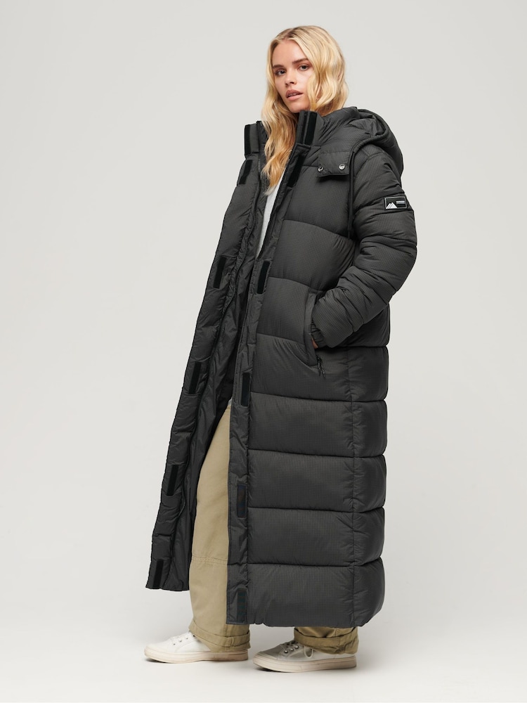 Superdry Black Ripstop Longline Puffer Jacket - Image 1 of 7