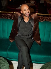 Brown Double Breasted Slim Velvet Blazer - Image 2 of 10