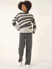 Roman Grey Abstract Stripe Knit Jumper - Image 1 of 4