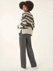Roman Grey Abstract Stripe Knit Jumper - Image 2 of 4