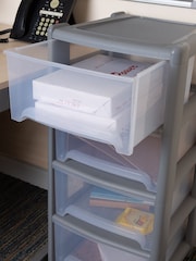 Wham Grey 1 x Deep 4 Drawer Tower Home and Office Storage Organisation - Image 2 of 6
