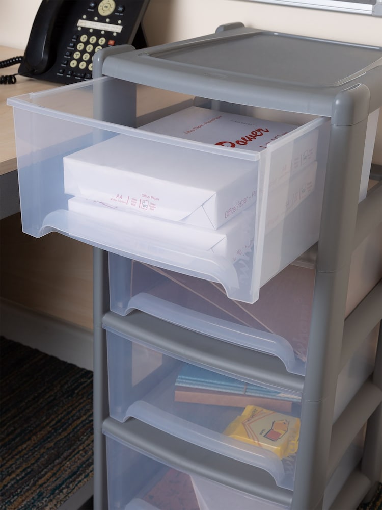 Wham Grey 1 x Deep 4 Drawer Tower Home and Office Storage Organisation - Image 2 of 6