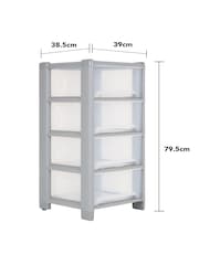 Wham Grey 1 x Deep 4 Drawer Tower Home and Office Storage Organisation - Image 6 of 6