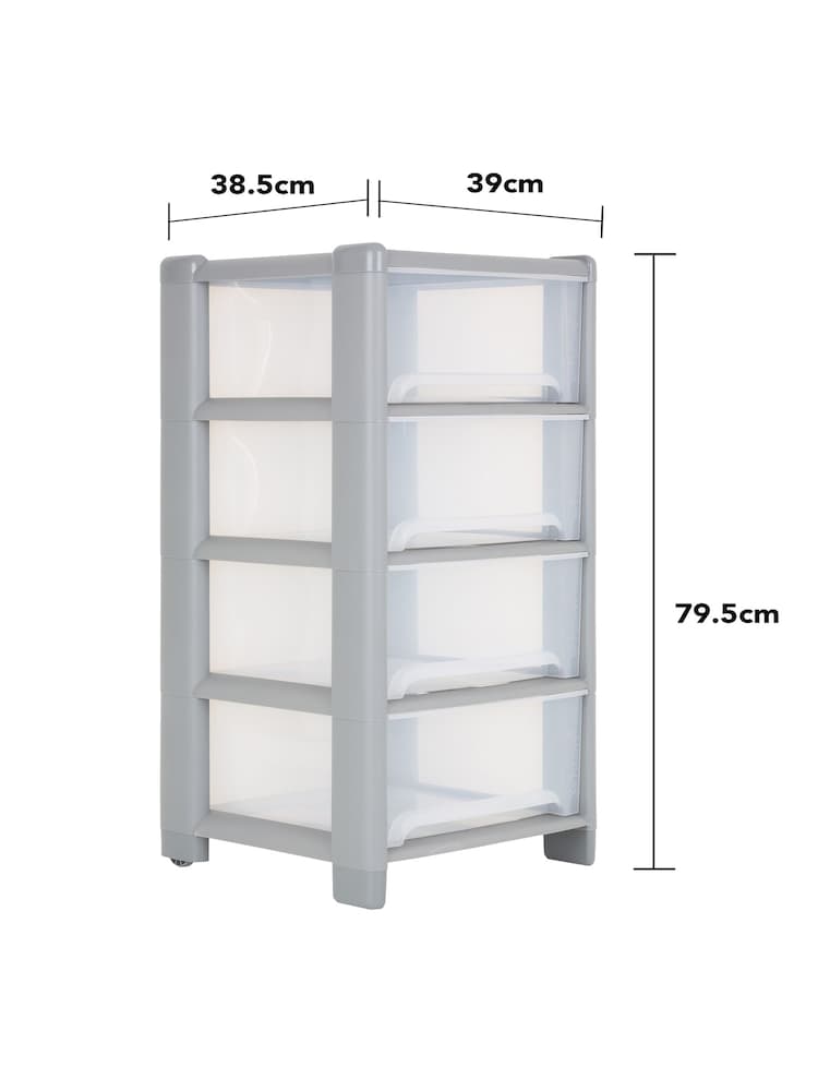Wham Grey 1 x Deep 4 Drawer Tower Home and Office Storage Organisation - Image 6 of 6