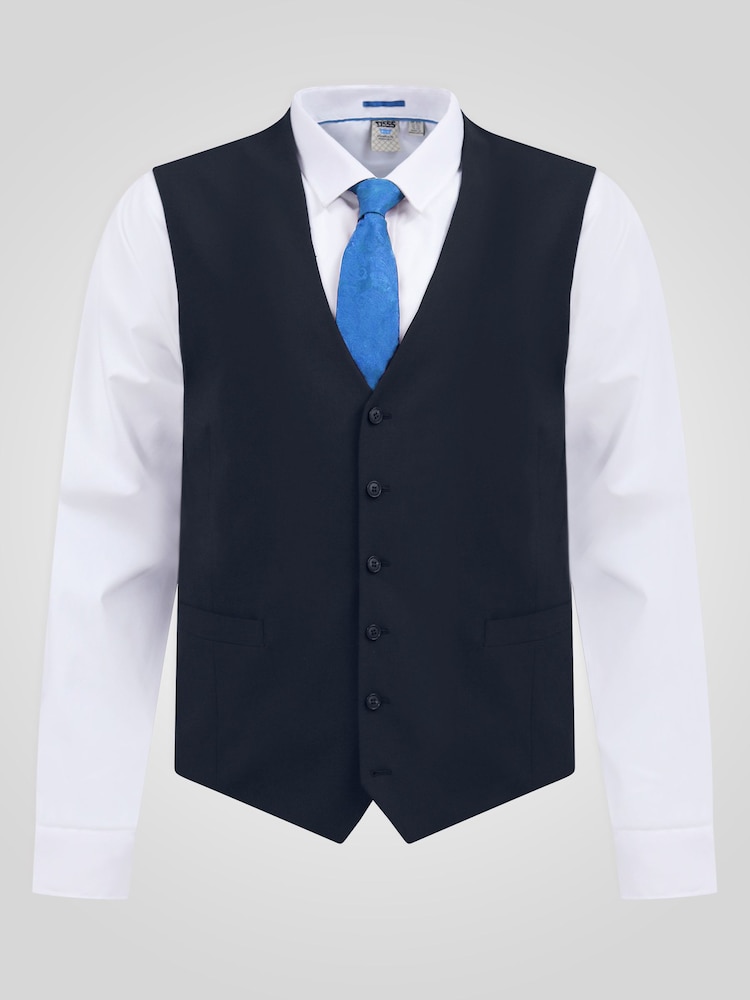 D555 Blue Ted 4 Way Stretch Tailored Waistcoat - Image 5 of 5