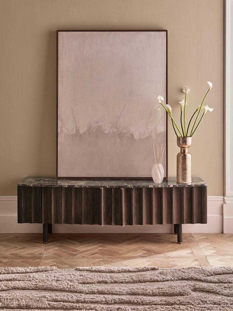 Dark Natural Collection Luxe Santa Fe Mango Wood and Marble Up to 65" TV Unit - Image 1 of 11 Dark Natural Collection Luxe Santa Fe Mango Wood and Marble Up to 65" TV Unit - Image 1 of 11