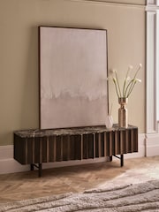 Dark Natural Collection Luxe Santa Fe Mango Wood and Marble Up to 65" TV Unit - Image 2 of 11