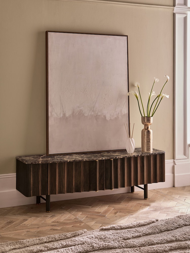 Dark Natural Collection Luxe Santa Fe Mango Wood and Marble Up to 65" TV Unit - Image 2 of 11 Dark Natural Collection Luxe Santa Fe Mango Wood and Marble Up to 65" TV Unit - Image 2 of 11